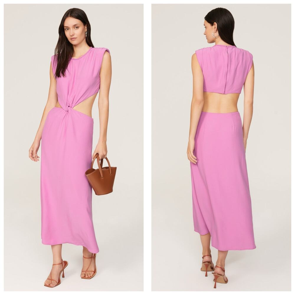 NWT Scotch & Soda Pink Sleeveless Cutout Waist Midi Dress Size 42/10
